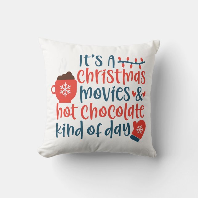 Coussin Cinéma de Noël et jour du chocolat chaud (Recto)