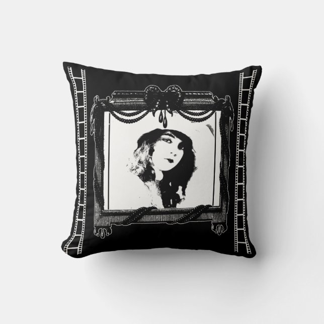 Coussin Cinéma Jeter l'oreiller en noir et blanc (Recto)