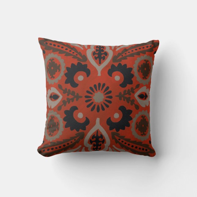 Coussin Cinnabar Suzani II (Recto)