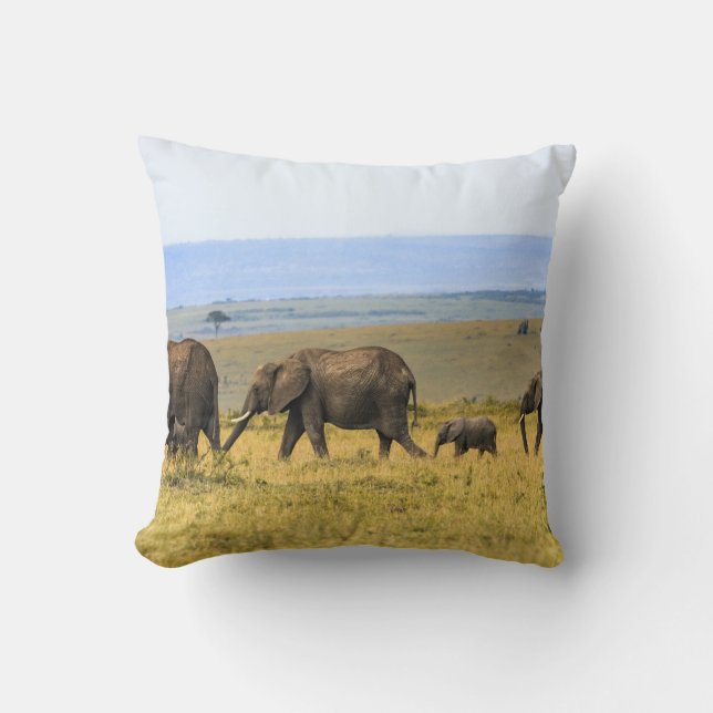 COUSSIN CINQ ÉLÉPHANTS EN GRAS BROWN (Recto)