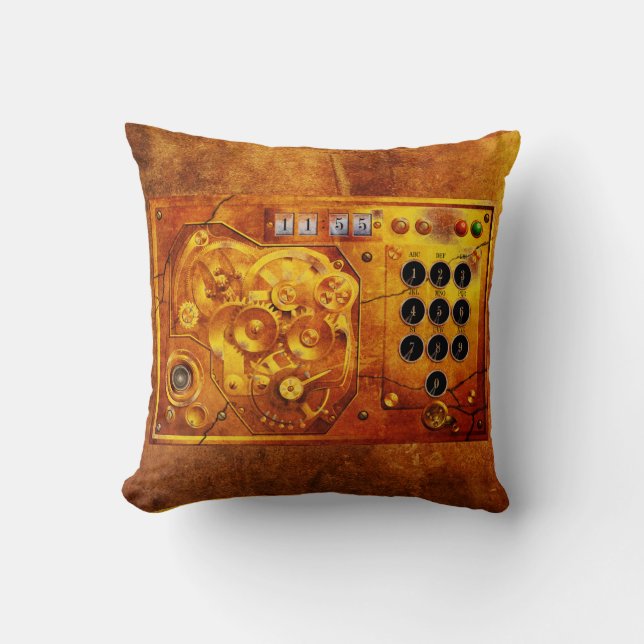 Coussin Cinq heures moins douze pendule Steampunk Grunge (Recto)
