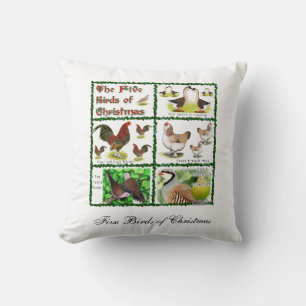 Coussin Cinq oiseaux de Noël