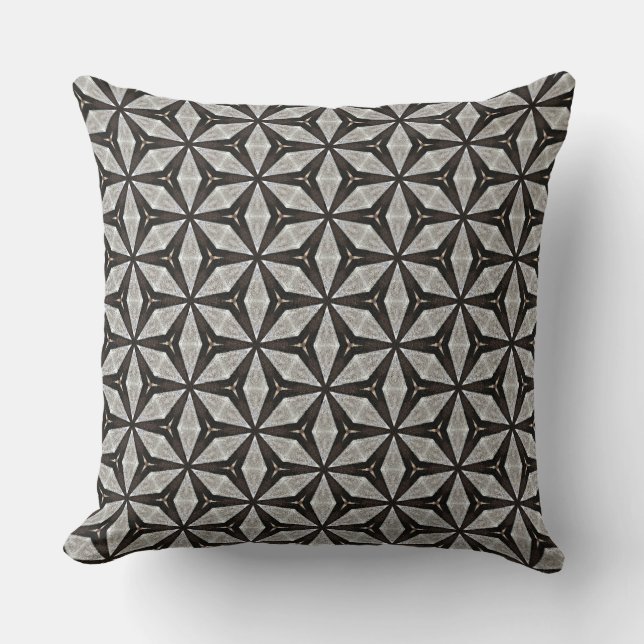 Coussin Cinq pétales métalliques gris Lié Design Motif (Recto)