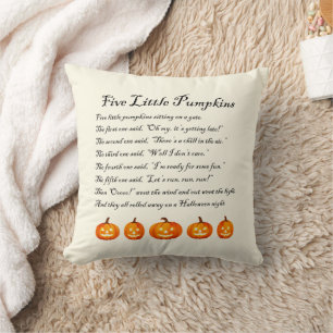 Coussin Cinq petits poèmes d'Halloween Citrouille