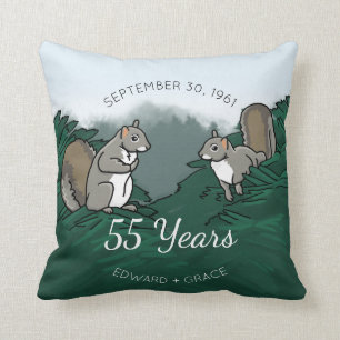 Coussin cinquante-cinquième Écureuils d'anniversaire de
