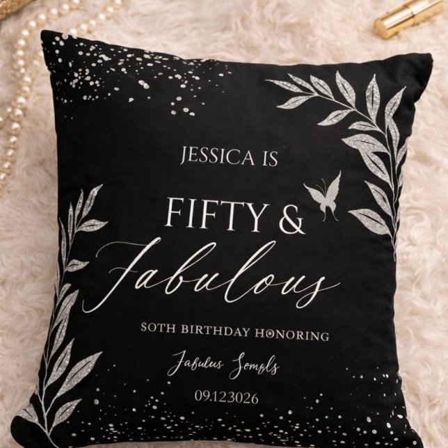 Coussin Cinquante & Fabuleux Black Glam 50e anniversaire (Créateur téléchargé)