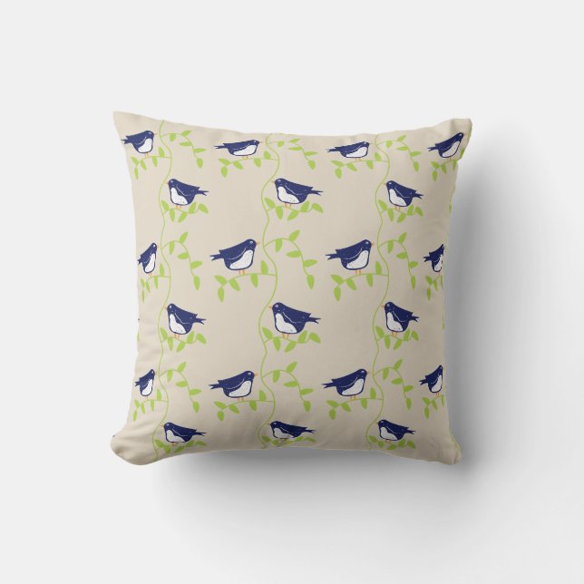 Coussin Cinquante-neuf - deux oiseaux bleus (Recto)