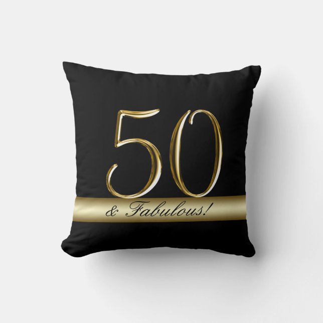 Coussin Cinquantième anniversaire d'or métallique noir (Recto)