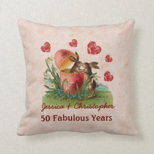 Coussin cinquantième Lapins vintages mignons