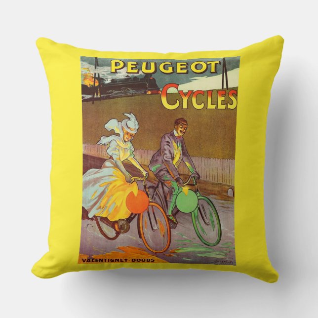 Coussin circa 1900 Peugeot bicyclettes et (Recto)