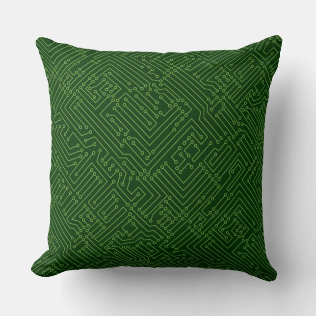 Coussin Circuitrie - Avocado Green sur Dark Forest Green (Recto)