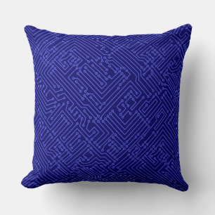 Coussin Circuitrie - Blue électrique sur Deep Navy