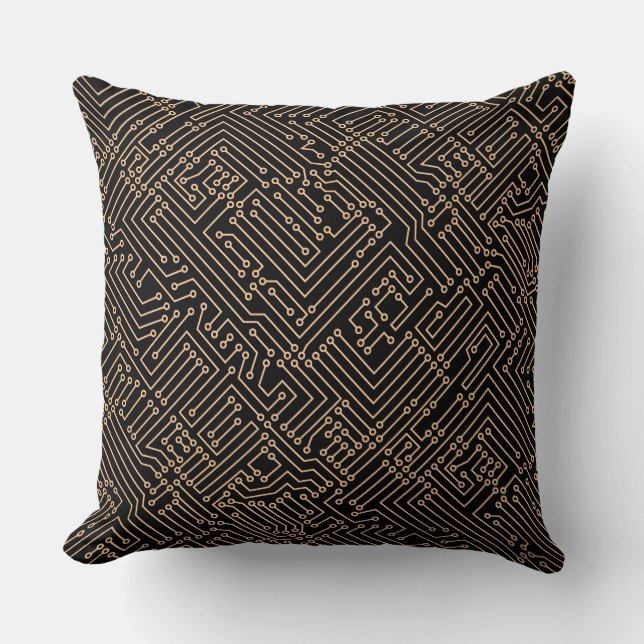 Coussin Circuitrie - Sable sur noir (Recto)
