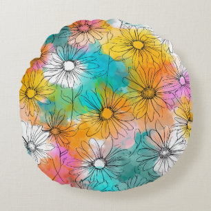 Coussin circulaire à Motif à fleurs mûr