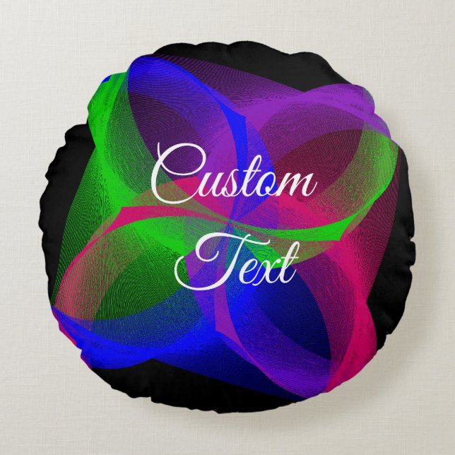 Coussin circulaire géométrique coloré (Devant)
