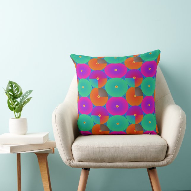 Coussin circulaire géométrique rayonnant bleu clai (Chaise)