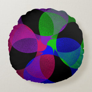 Coussin circulaire multicouleur géométrique