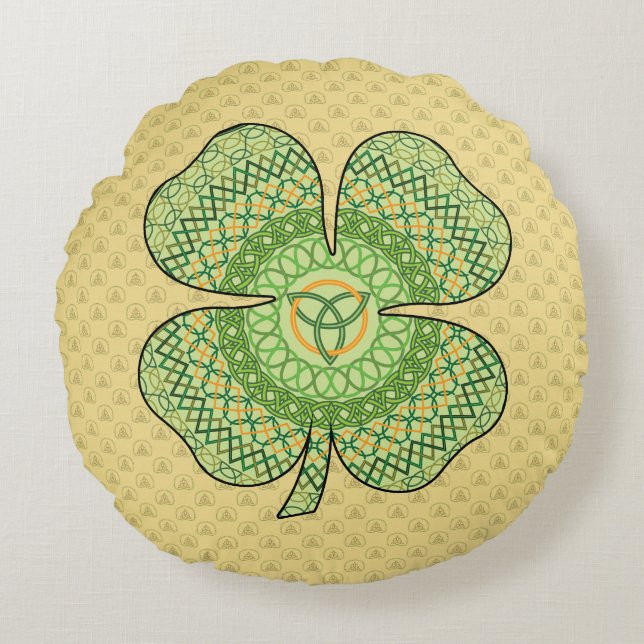 Coussin circulaire Shamrock celtique (Devant)