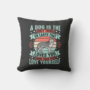 Coussin Citation Amoureux de Chien Graphique Husky Vintage