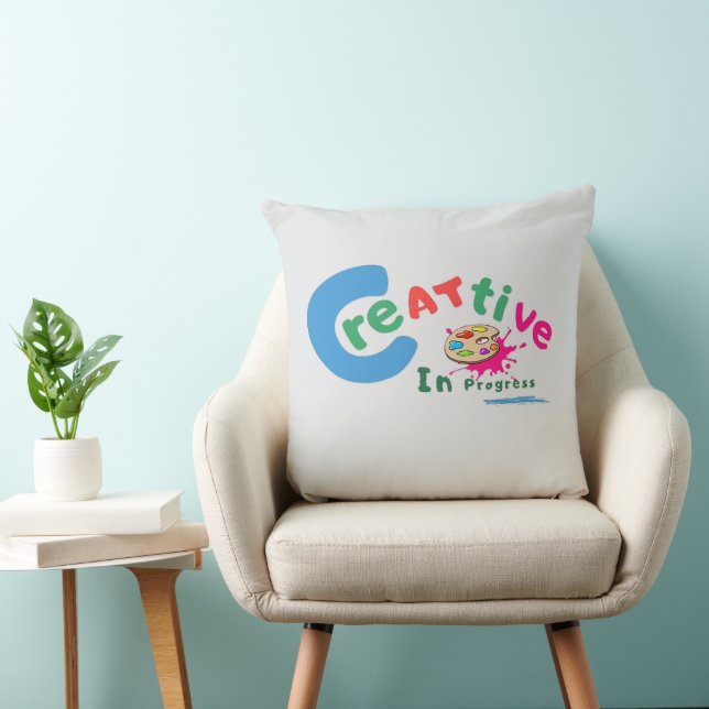 Coussin Citation artistique colorée Créatif en cours  (Chaise)