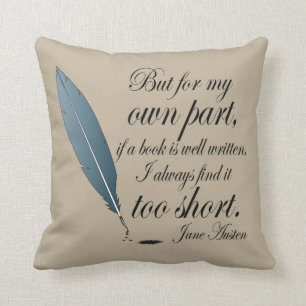 Coussin Citation bien rédigée de livre de Jane Austen