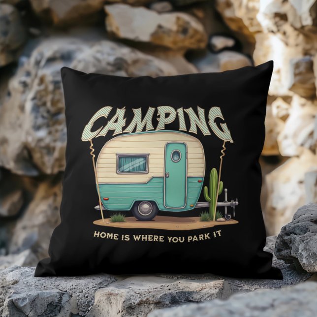 Coussin Citation Camper et Camping Vintage (Créateur téléchargé)