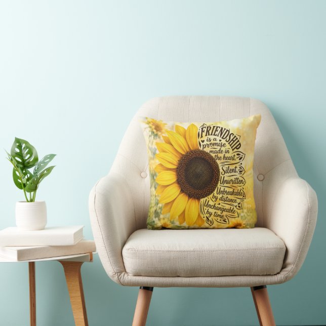 Coussin Citation d'amitié tournesol (Chaise)