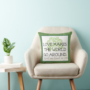 Coussin Citation d'amour gaélique et Shamrock