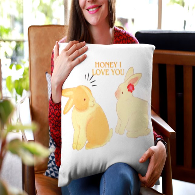 Coussin Citation d'amour mignonne Bunny Couple - "Chéri, j (Créateur téléchargé)