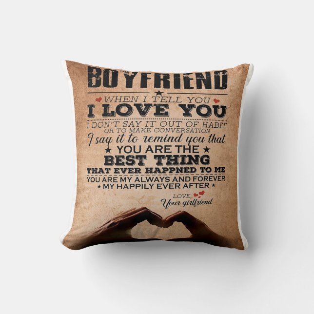 Coussin Citation d'amour pour petit ami, amour de mari pou (Recto)