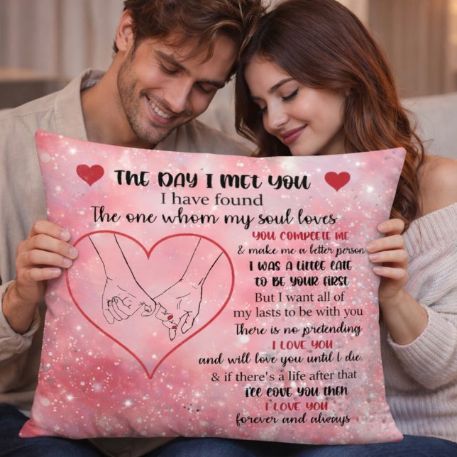 Coussin Citation d'amour romantique pailletée rose (Créateur téléchargé)