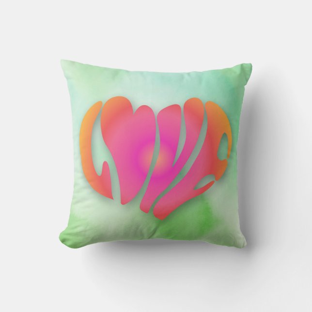 Coussin Citation d'amour Valentine's Day Pink Heart Text (Recto)