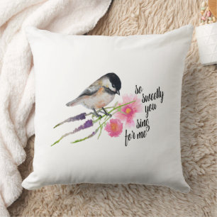 Coussin Citation d'art de chickadee