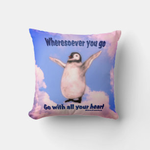 Coussin Citation d'attitude de Penguin Confucius Inspirati