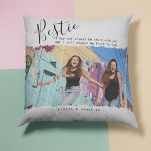 Coussin Citation de Bestie moderne Photo BFF personnalisée