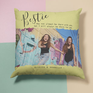 Coussin Citation de Bestie moderne Photo BFF personnalisée