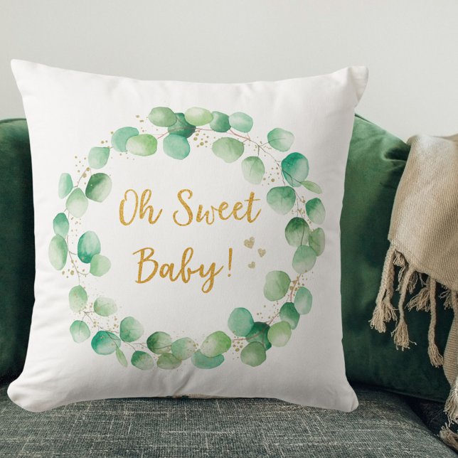 Coussin Citation de bois d'eucalyptus vert pour la nurseri (In situ)