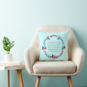 Coussin Citation de bonheur de Jane Austen, Orgueil et Pré