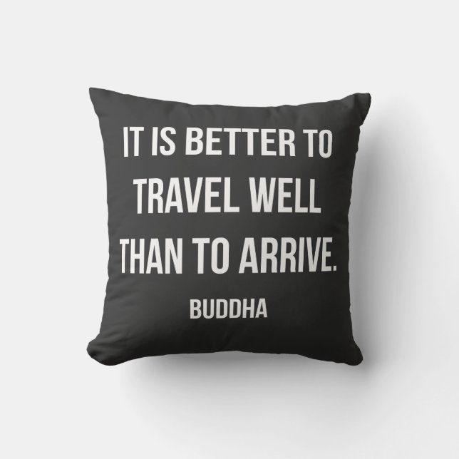 Coussin Citation de Bouddha pour un Voyage Réussi Plus Tar (Recto)
