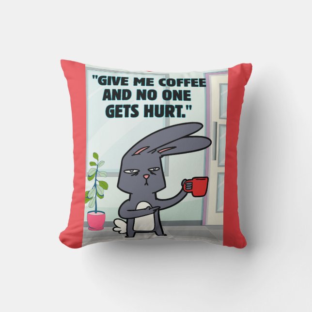Coussin citation de café lapin (Recto)