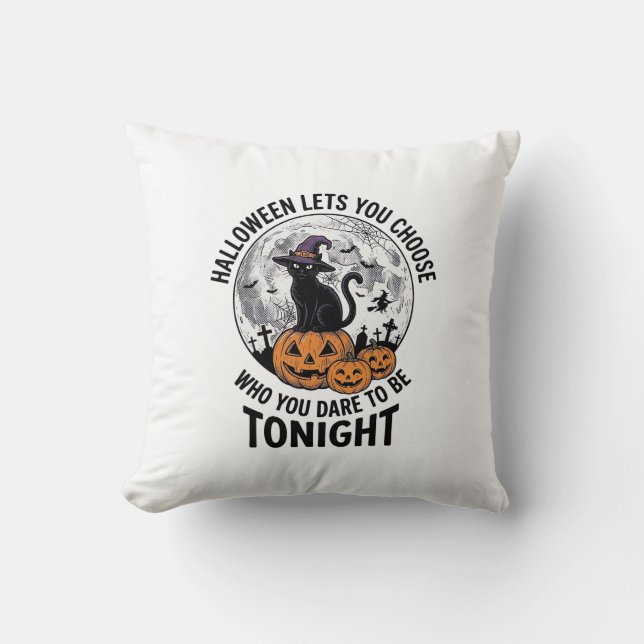 Coussin Citation de chat Halloween Citrouille Sombre Sorci (Recto)