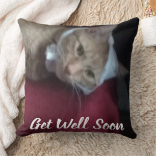 Coussin Citation de chat pour un prompt rétablissement Hum