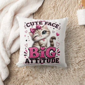 Coussin Citation de chat sassy au visage mignon et à la gr