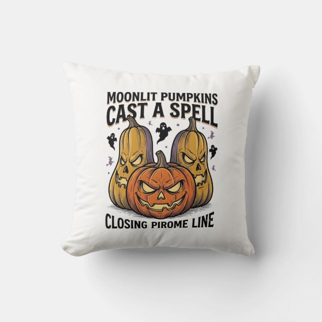 Coussin Citation de citrouille d'Halloween Jack O Lantern  (Recto)
