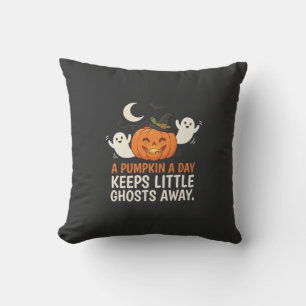 Coussin Citation de citrouille fantôme Halloween Design_1