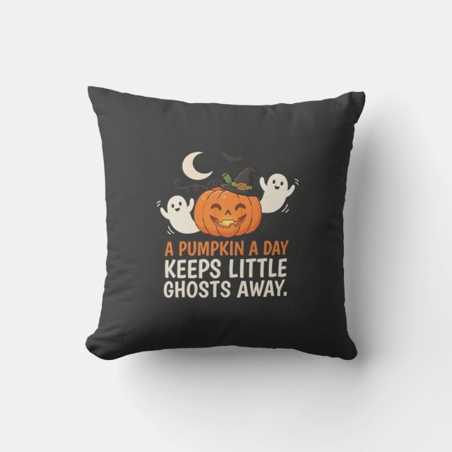 Coussin Citation de citrouille fantôme Halloween Design_1 (Recto)