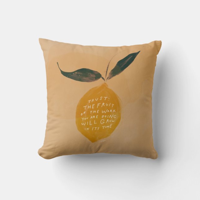 Coussin Citation de confiance et citron - décoration maiso (Recto)