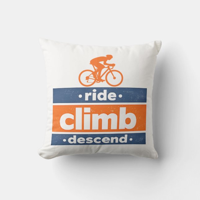 Coussin Citation de cyclisme montée descente vintage (Recto)