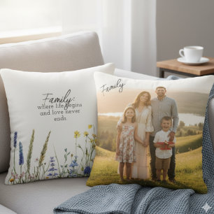 Coussin Citation de famille Photo botanique de fleurs sauv