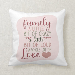 Coussin Citation de famille rose pâle et poilue